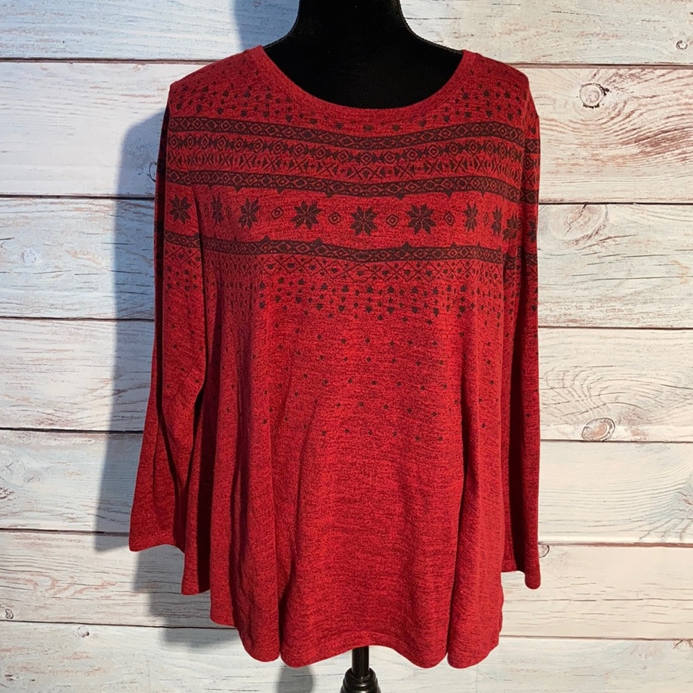 1X Style & Co Woman scoop neck snowflake s…